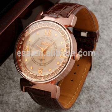 Fashion Lady watches women with rhinestone jewellery women's watches brown leather band LD070