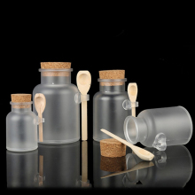 Wholesale Frosted Plastic Bath Salt Jars 100ml-500ml with Wooden Spoon