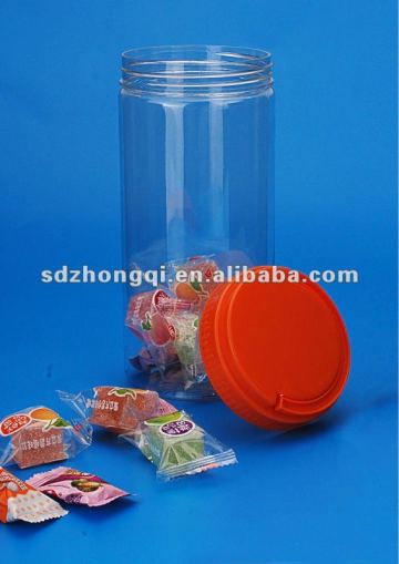 plastic jars with colored lids