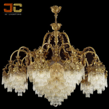 Italian Bronze Sundial and Large Brass Chandeliers with Lion Head Design for Palaces