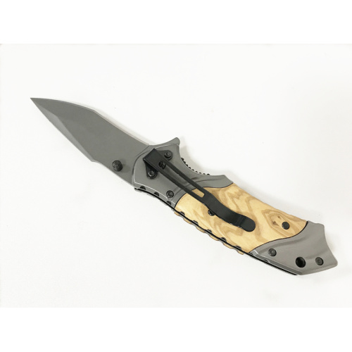 Assisted Open Spring Loaded Wood Pocket Knife