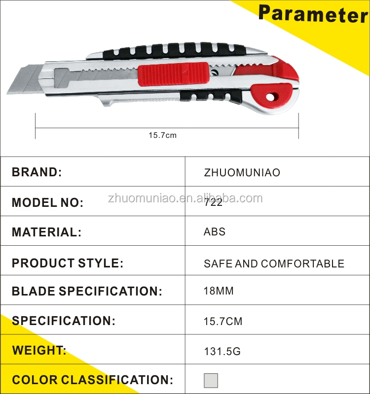 Υψηλής ποιότητας Sharp 18mm Blade Cutter Knife Safety Knife με 5 τμχ SK5 Blade OEM Support