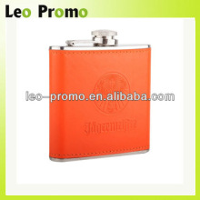 100% leather flask Embossed logo hip flask