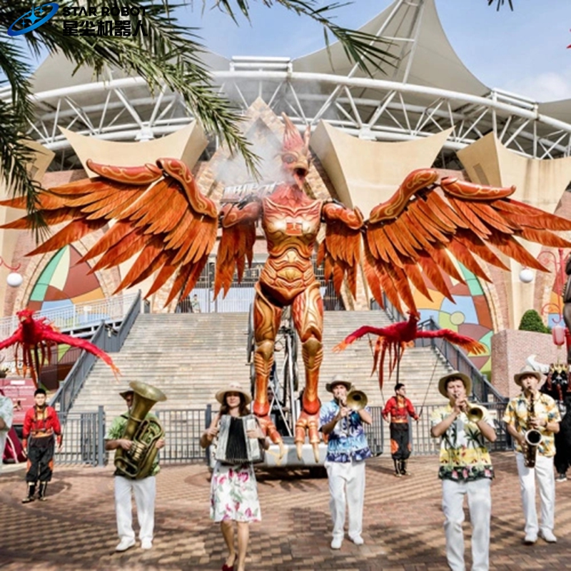 Robot interaktif memamerkan parade mengapung Interactive Robot Exhibits Parade Floats