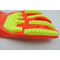 Fluorescent Red PVC coated gloves with TPR