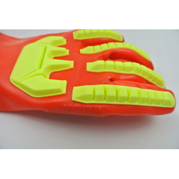 Guanti rivestiti in PVC rossi fluorescenti con TPR