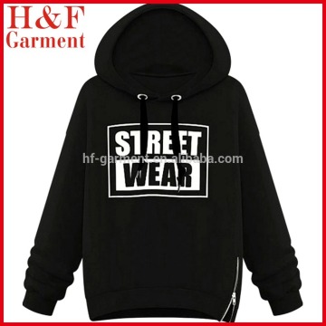 women's autumn zipper hoodie thin hoodies with side zipper in black