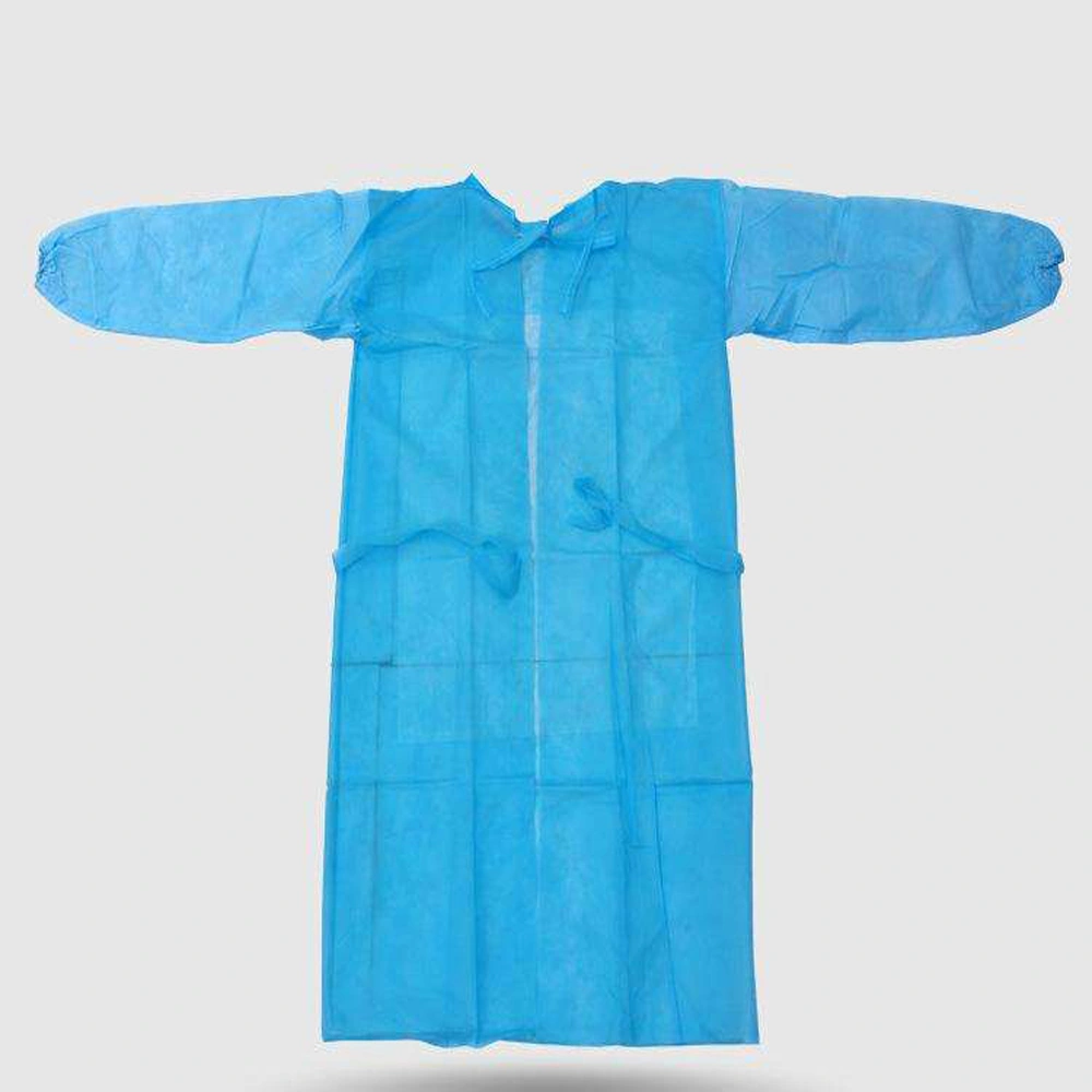 En13795 Test Report New 45g PP+PE/SMS Isolation Gown with 45GSM Blue to Protect Workers