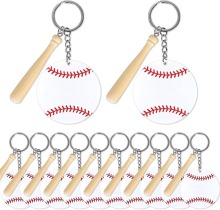Acrylic Baseball Keychain with Mini Baseball Bat for Sublimation DIY Crafting