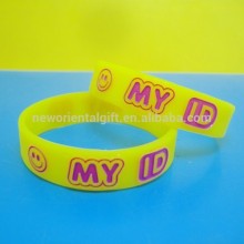 Debossed and ink filled silicone wristband