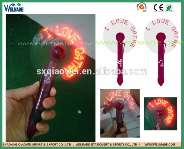 Qatar national day LED FAN/LED FAN with pen / i love qatar led fan