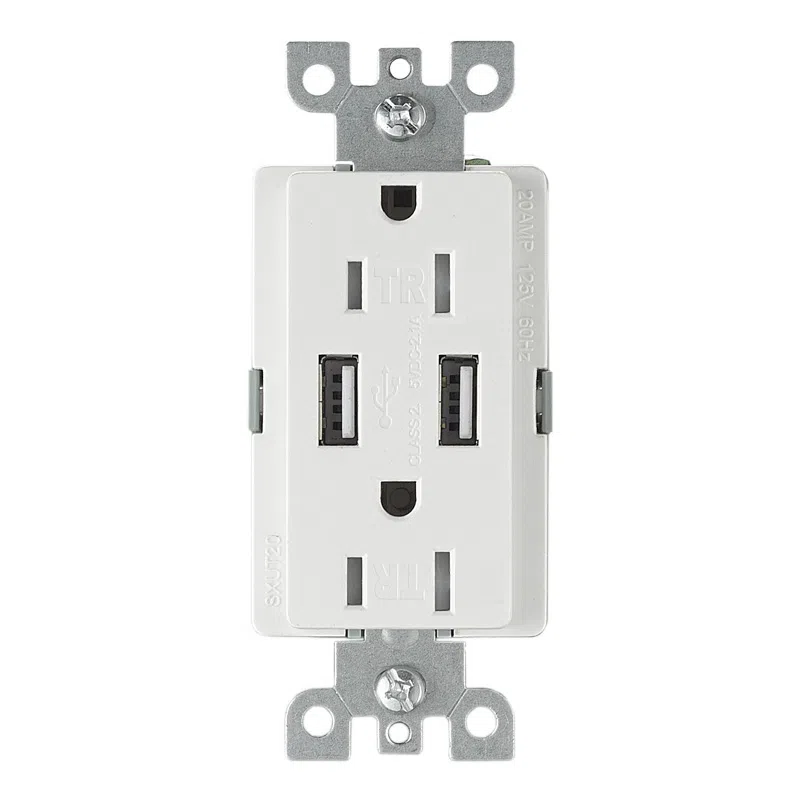 American Duplex Usb Charger Receptacle With Tamper Resistant, High