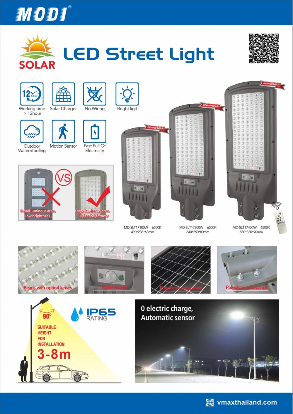 100W ضوء الشارع الشمسية LED