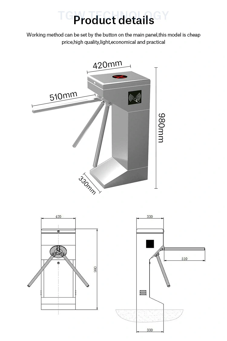 Long-Life Safety Vertical Tripod Turnstile for Subway