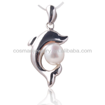 single pearl pendant Fish pendant