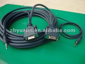 Flexible HD15pin VGA cable with 3.5mm Audio cable