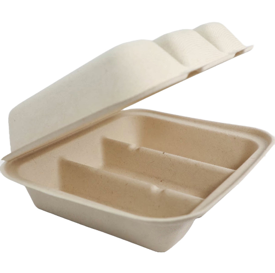 Sustainable 3-Section Fiber Taco Containers