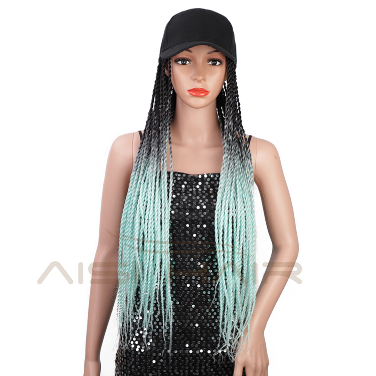Aisi Hair Synthetic Cosplay Party Baseball Hat With Crochet Twist Braiding Hair Extension For Black Women Synthetic Hair Wigs
