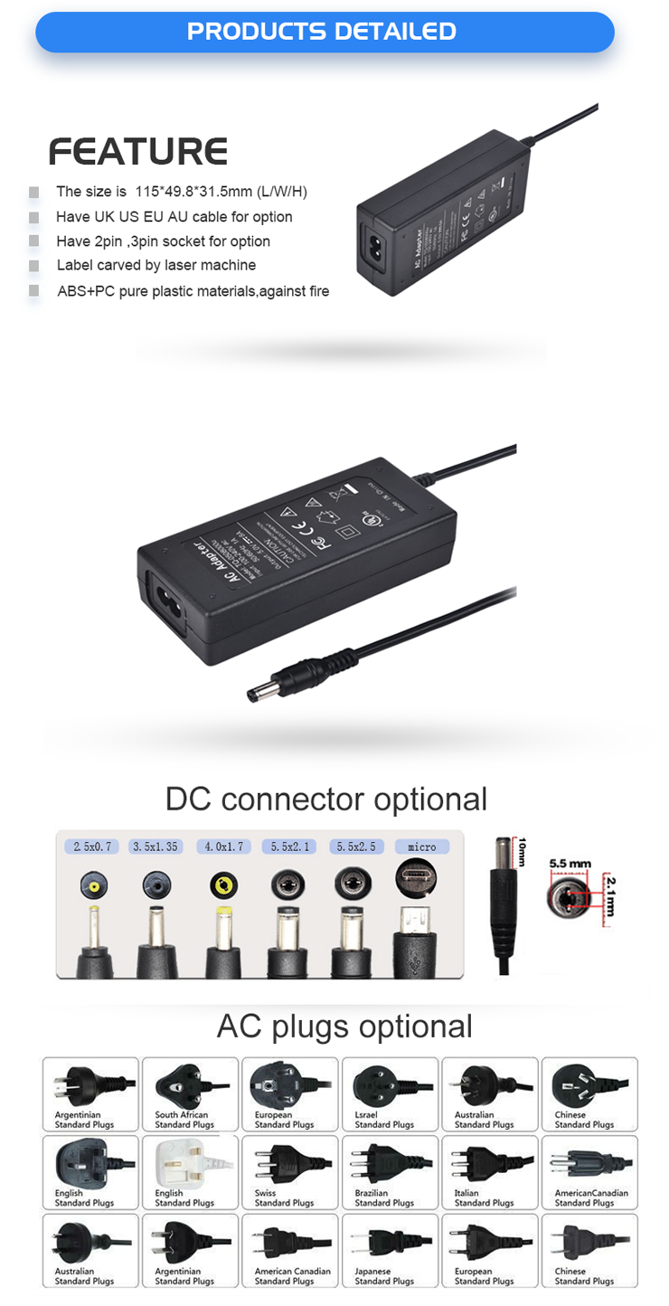 Ac 100-240v Input To Output 72w 60w 90w 5a 12v 4a 15v 48w 2a 2.5a 24v 3a Desktop Type Power Switching Dc Adapter Series