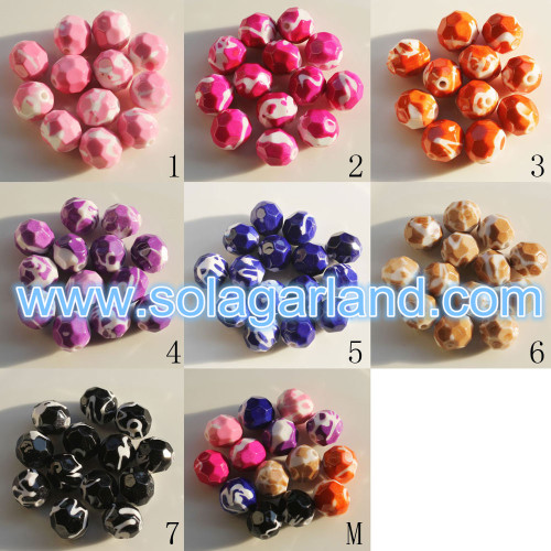 12MM 14MM Acrylic Faceted Round Draw Bench Chunky Ball Beads