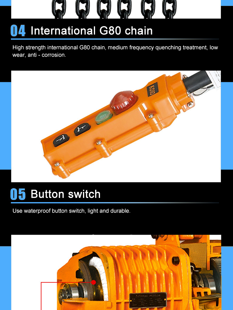 electric chain hoist set with motor 2t
