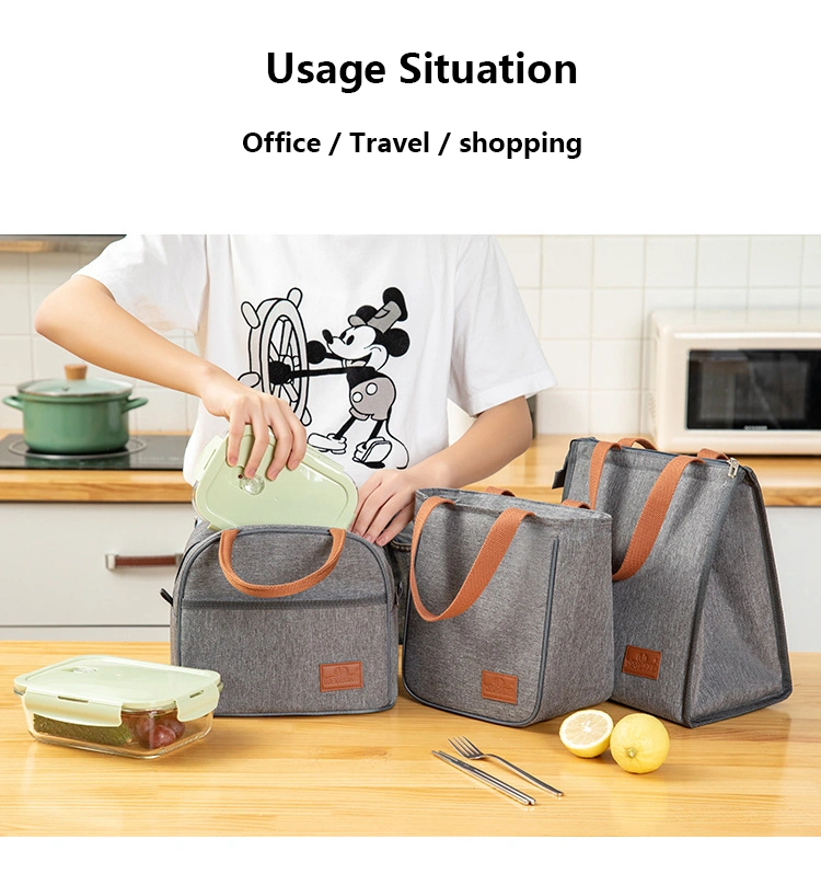 Factory 600d Oxford 5mm Foam School Office Travel Usage Lunch Box Custom Logo Cooler Thermal Insulated Lunch Bag