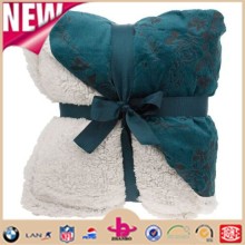 Embossed Reversible Textured Fuzzy Soft Teal 127x152cm Sherpa Throw Blanket