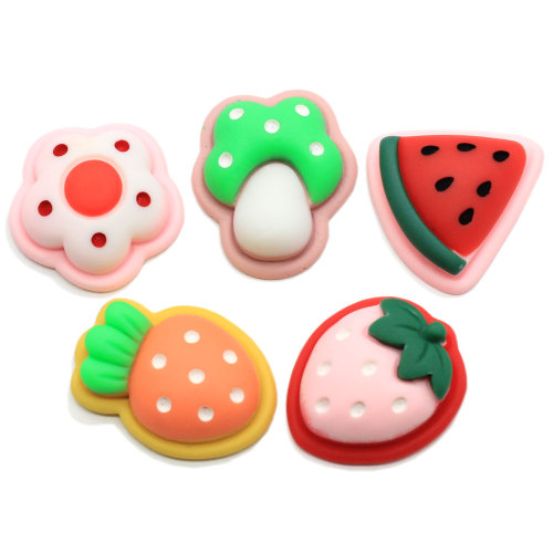 Mix Design Resin Watermelon Strawberry Flatback Beads Simulation Carrot Vegetable DIY Crafts Keychain Making Hairpin Ornament