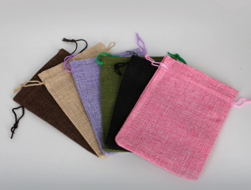 Customized colorful jute bag with cotton cord