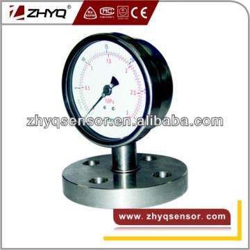 Flange end sealed diaphragm pressure gauges