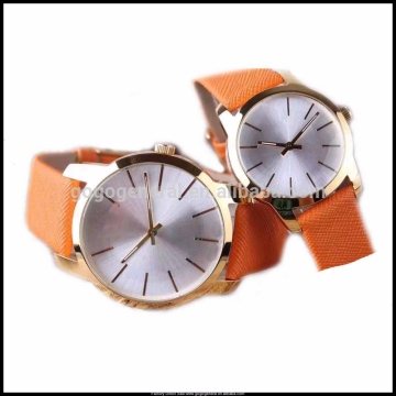 Metallic Dial Orange Strap Classic Quartz Popular Women Watches