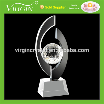 China regional feature and crystal material custom crystal golf trophy
