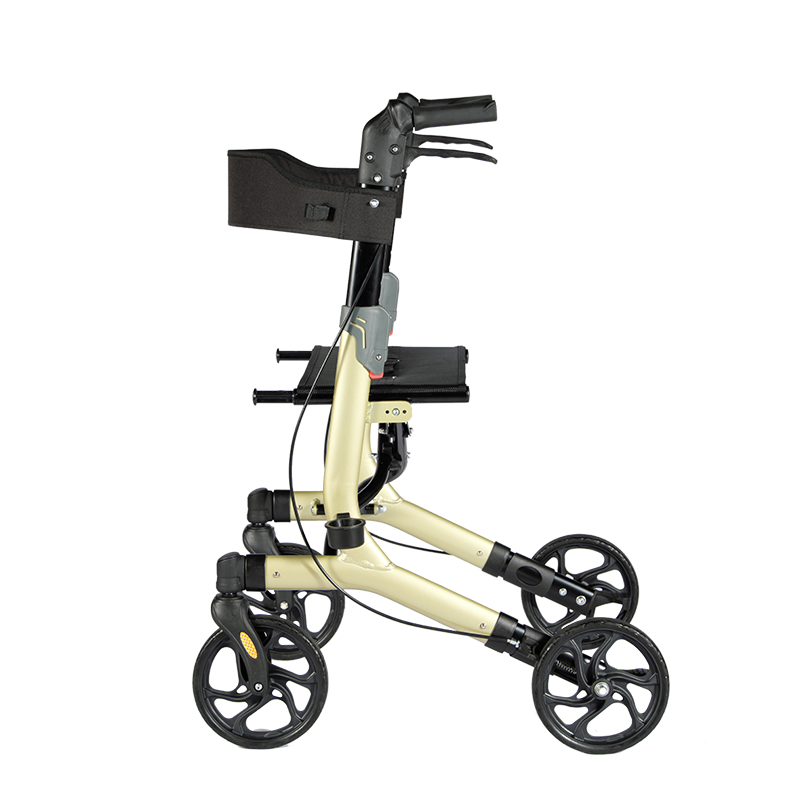 Hot Deluxe Aluminum Folding walker rollator shopping cart with padded seat for disabled