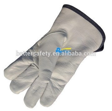 Natural Short Cow Grain Leather Driving Gloves with Keystone Thumb