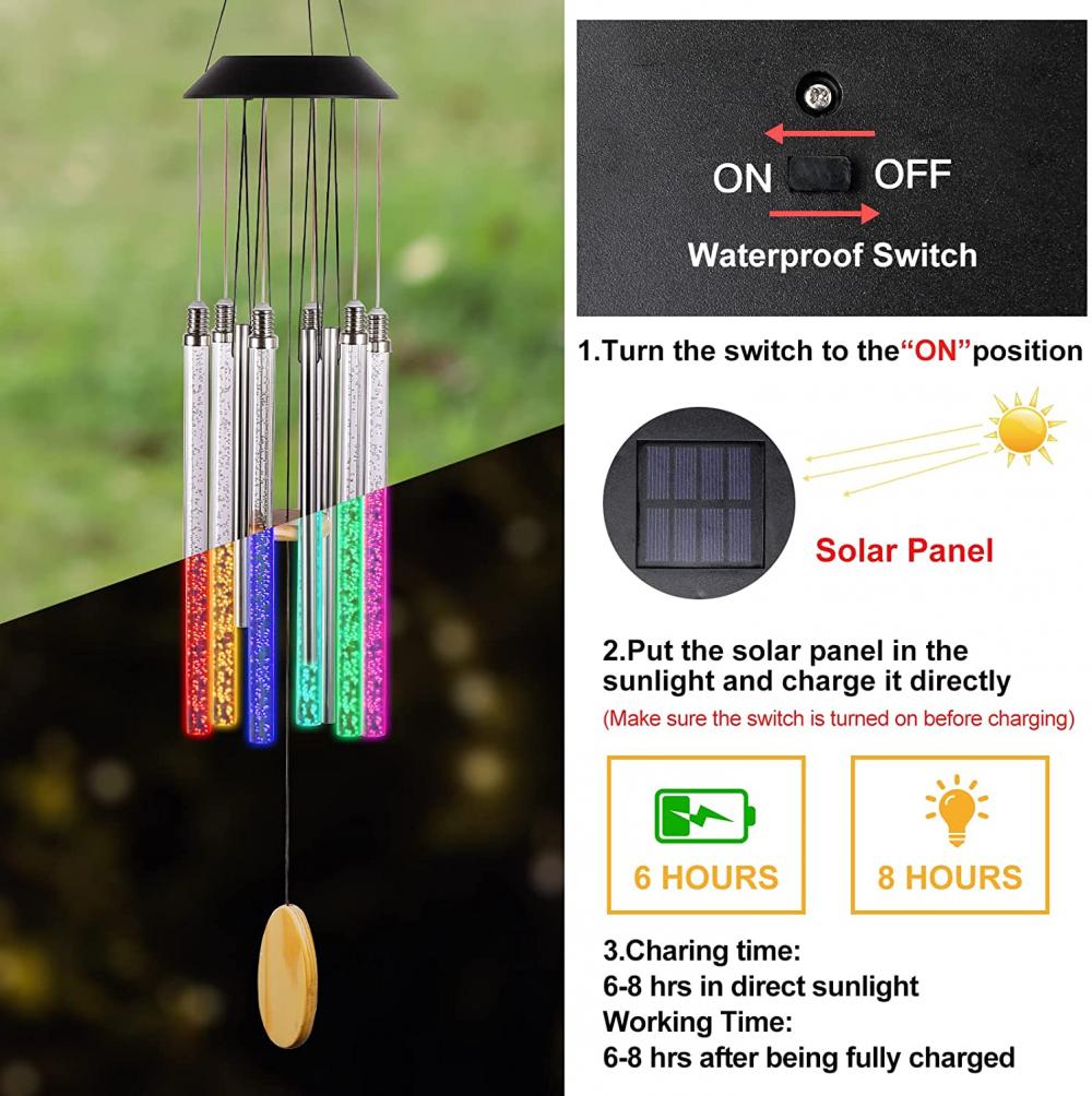 6 rurek LED Kolor zmieniający się wiatr