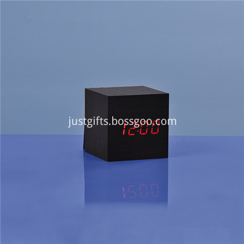 Promotional LED Wooden Square Desk Clock 5