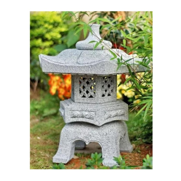 Dark Grey Granite Japanese Style Lantern for Gardens