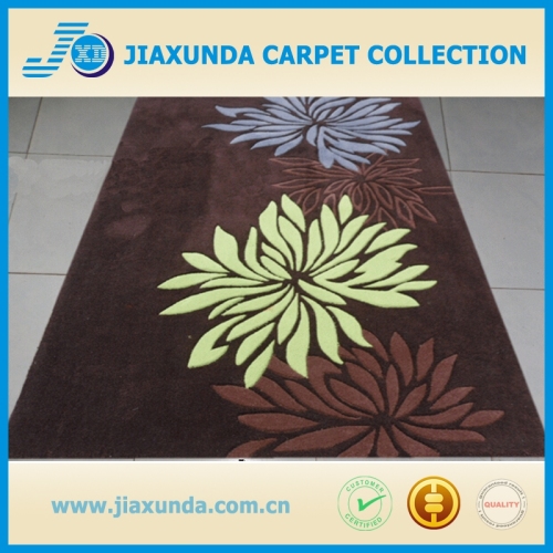 tufted wool carpet with hand carved flower patterns