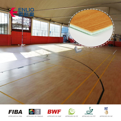 Baloncesto PVC aprobado por Fiba de interior con textura de madera