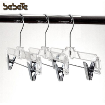 Set of 12 Crystal Clear Plastic Slack Hangers