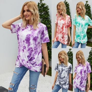 Woman Plus Size Tie-dye Cotton T-shirts
