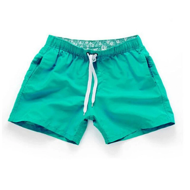 Mens New Board Shorts Summer Solid Elastic Waist Fashion Beach Shorts Swim Trunks