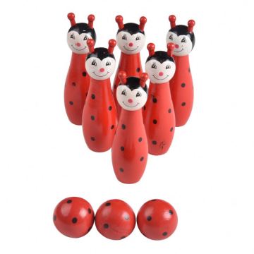Wooden Bowling Ladybug Design Cartoon Mini Bowling Game Set