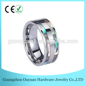 Charming abalone shell inlay tungsten mens wedding ring jewelry