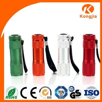 portable 9 LED Aluminium Flashlight colorful