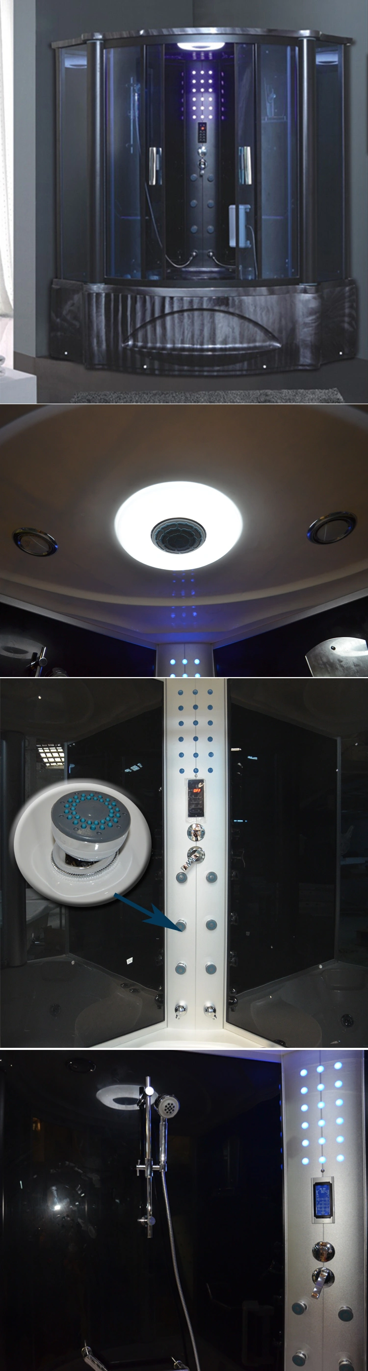 Dubai Home Bathroom with Colorful LED Light Steam Shower Whirlpool