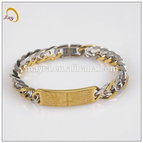 Stainless Steel Gold And sliver Alternate Bracelet Laser Electroplating Bend Plate Bracelet