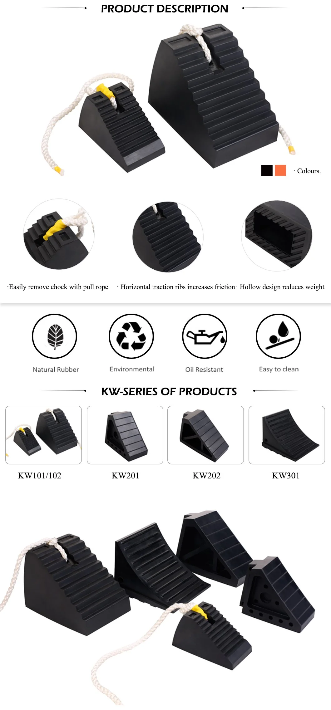 High Quality Solid Heavy Duty Wedge Stopper Rubber Wheel Chock for Trailer/Car/Truck