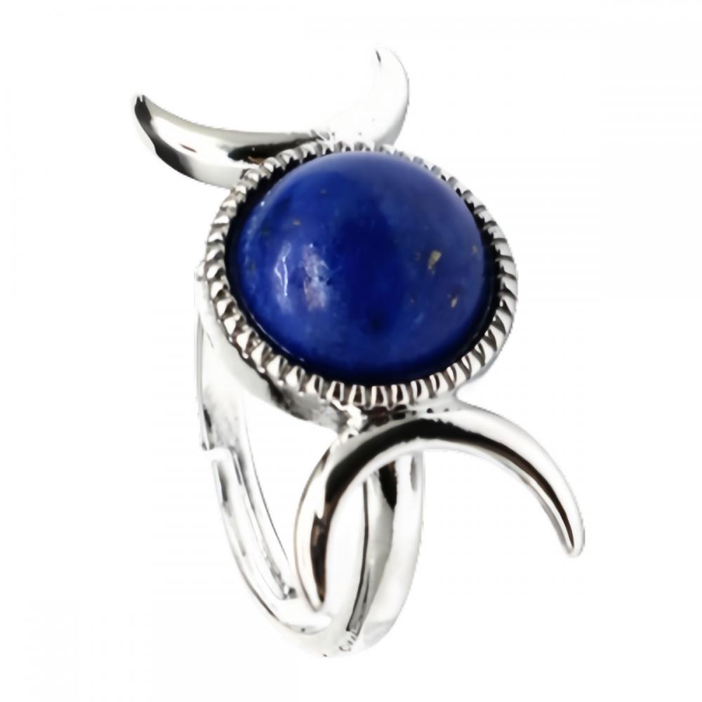 Natural Stone Moon Diosa Gemstone Anillos de cuarzo de cristal ajustable para mujeres Goldia blanca chapada de cobre