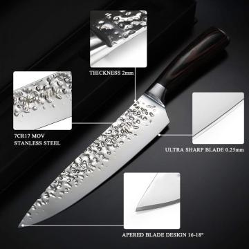 Couteau de chef japonais en acier inoxydable à haute teneur en carbone, 8 po